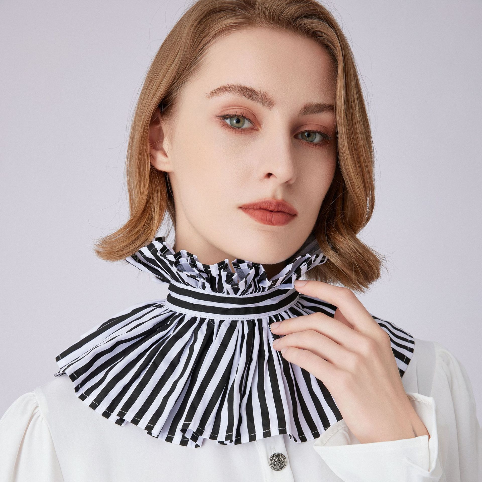 Dolls - French Style Black White Striped Tie